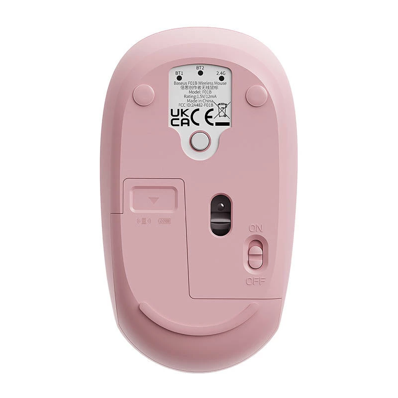 Ratón inalámbrico Baseus F01B Tri-Mode 2.4G BT5.0 1600 DPI (rosa)