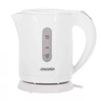 Mesko Hervidor de agua | MS 1376 | Eléctrico | 850 W | 0,8 L | Plástico | Base giratoria 360° | Blanco