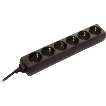 Regleta AS Schwabe 11632 negra con contactos de seguridad, sin interruptor