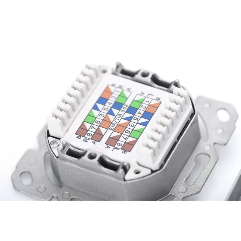 Toma de datos CAT.6A, superficie, apantallada, 2x RJ-45 LSA (blanco, 5 unidades, clase E)