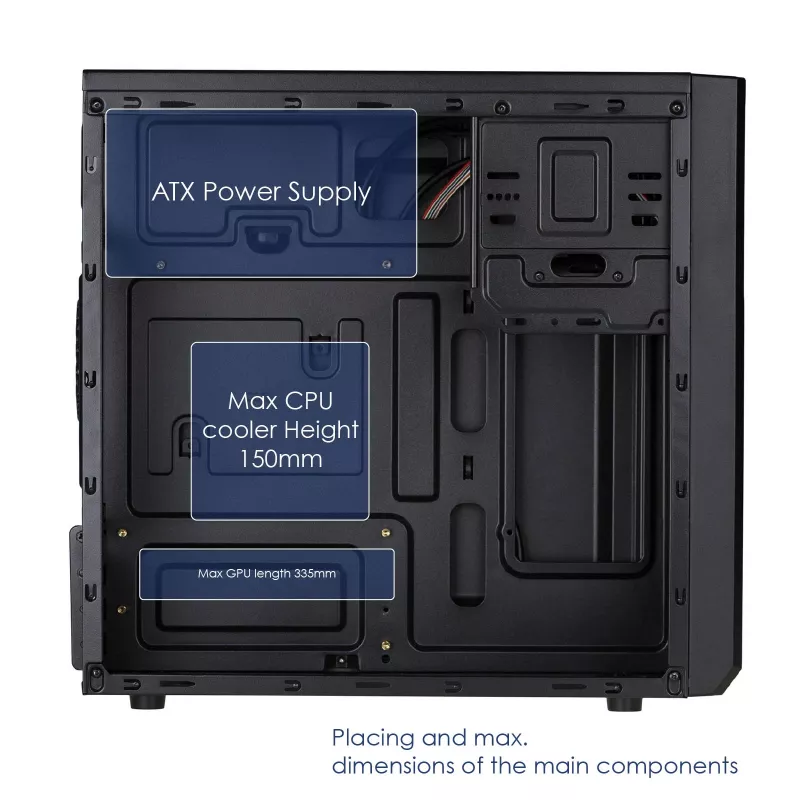 Akyga AK17BK caja torre Micro-ATX, 2x USB 3.0, sin fuente de alimentación, negra