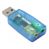 Tarjeta de sonido externa USB Gembird Virtus2 — interfaz USB, auriculares de 3,5 mm, azul transparente