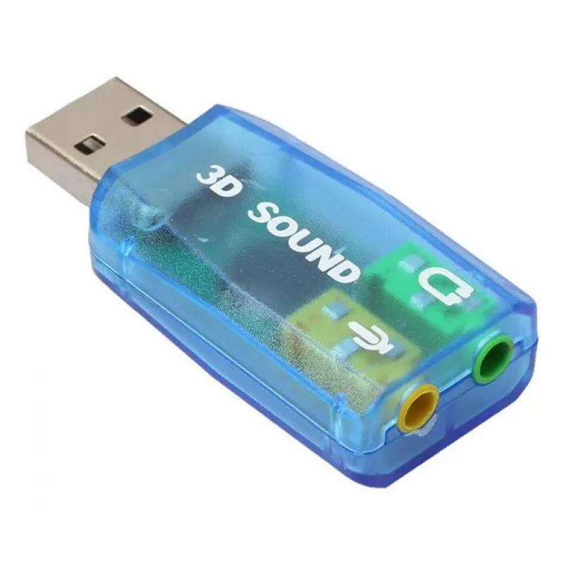 Tarjeta de sonido externa USB Gembird Virtus2 — interfaz USB, auriculares de 3,5 mm, azul transparente