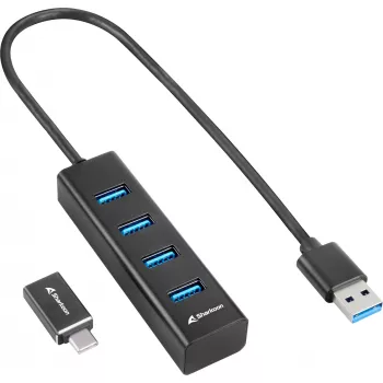 Sharkoon Hub de interfaces USB 3.2 Gen 1 (3.1 Gen 1) Type-C 5000 Mbit/s Negro
