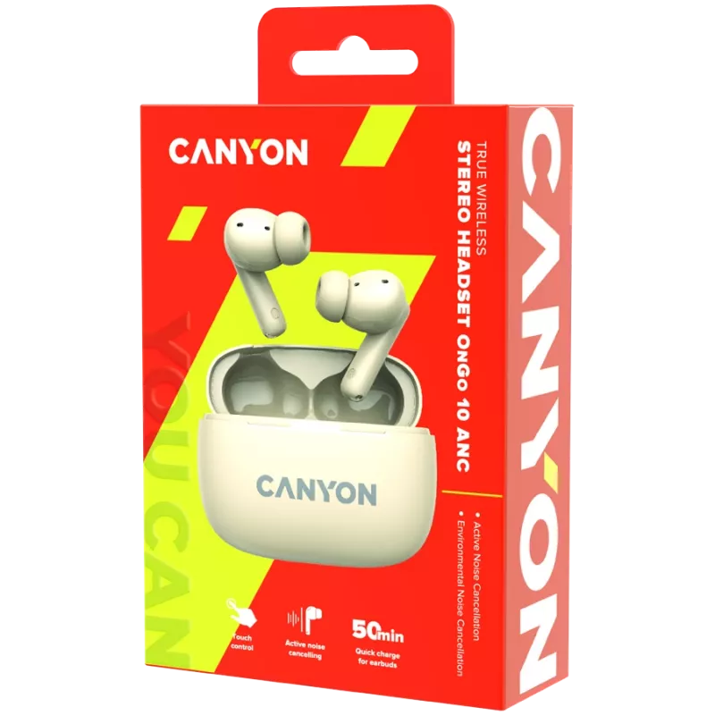Auriculares con micrófono Canyon CNS-TWS10BG True Wireless Stereo (TWS) in-ear para llamadas/música/deporte/día a día USB Type-C Bluetooth beige (CNS-TWS10BG)