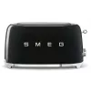 Smeg - Tostadora TSF02 4 rebanadas - negro/lacado/AnxAlxPr 41x20,8x21,5 cm/6 niveles de tostado/1500W