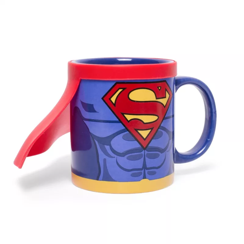Thumbs Up taza Superman con capa, imagen individual, 0,25 l, azul, rojo, cerámica, silicona, universal, 1 ud.