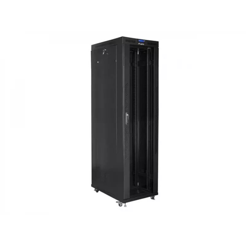 Lanberg FF01-8047-12BL armario rack de suelo de 19 pulgadas 47U, 800x1000 mm, puerta de cristal, LCD, IP20, para montar, negro