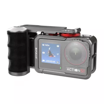 Carcasa protectora metálica con empuñadura Puluz para DJI Osmo Action 5 Pro / Action 4 / Action 3