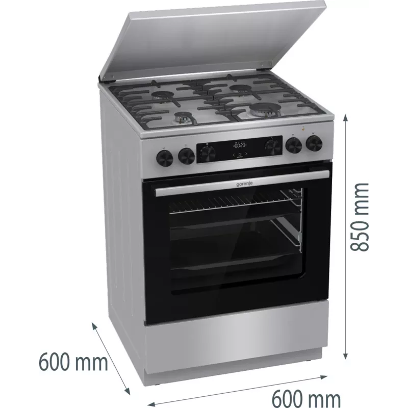 Gorenje GKS6C71XF Cocina independiente con horno Plata