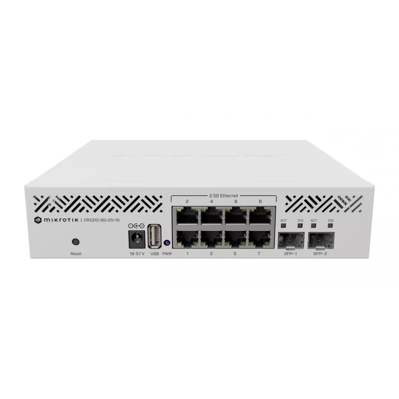 Switch gestionable MikroTik CRS310-8G+2S+IN, 8x 2,5G, 2x SFP+