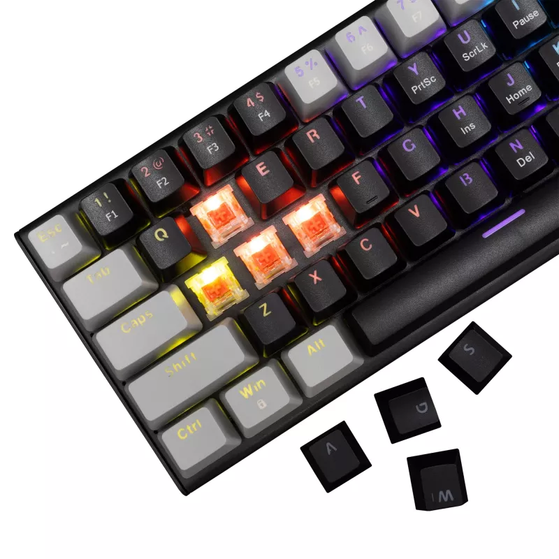 Teclado mecánico gaming White Shark Wakizashi WAKIZASHI-2 con switches US Red, negro-gris