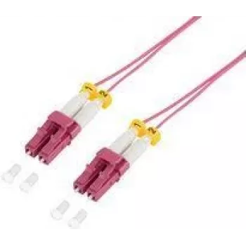Cable de parcheo de fibra óptica delgado OM4 LC-LC dúplex verde esmeralda 0,5 m