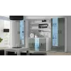 Aparador Cama Meble SOHO S7, 120 cm, blanco/gris alto brillo, 3 puertas, 4 baldas