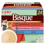 Snack de comida húmeda para gatos INABA CIAO Bisque – atún, ternera, pollo en sobres de 40 g, pack de 24