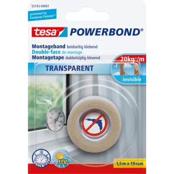 Cinta de montaje Tesa Powerbond TRANSPARENT 1,5 m 19 mm