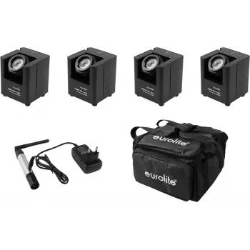 Focos LED PAR EUROLITE AKKU UP-1 4x con bolsa soft y QuickDMX, focos PAR portátiles con batería