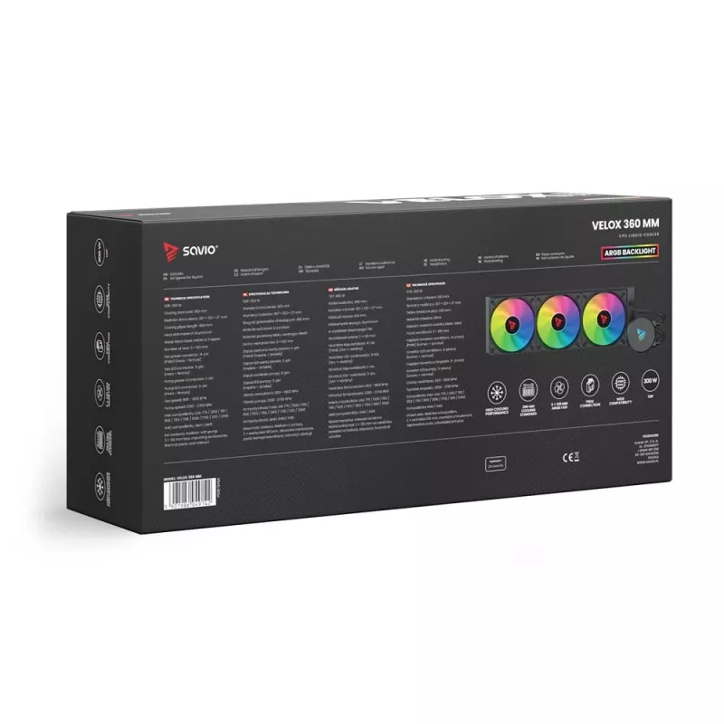 Refrigeración líquida para CPU SAVIO VELOX 360 mm con ARGB