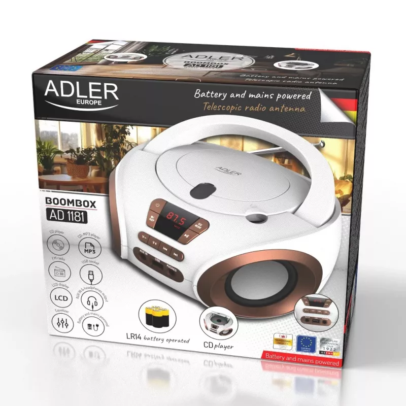 ADLER AD 1181wc - Reproductor de CD/MP3 (Boombox)