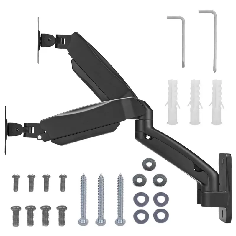 Soporte de pared Maclean para dos monitores, 17-32'', máx. 9 kg, resorte mecánico, MC-988