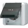 JUNG 820 NA W WG 800 Base Schuko de superficie, IP44, con campo de rotulación