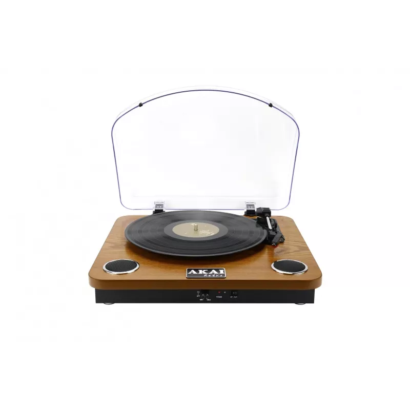 Tocadiscos de transmisión por correa AKAI ATT-11BT — marrón, 33/45/78 rpm, 0,8 W RMS