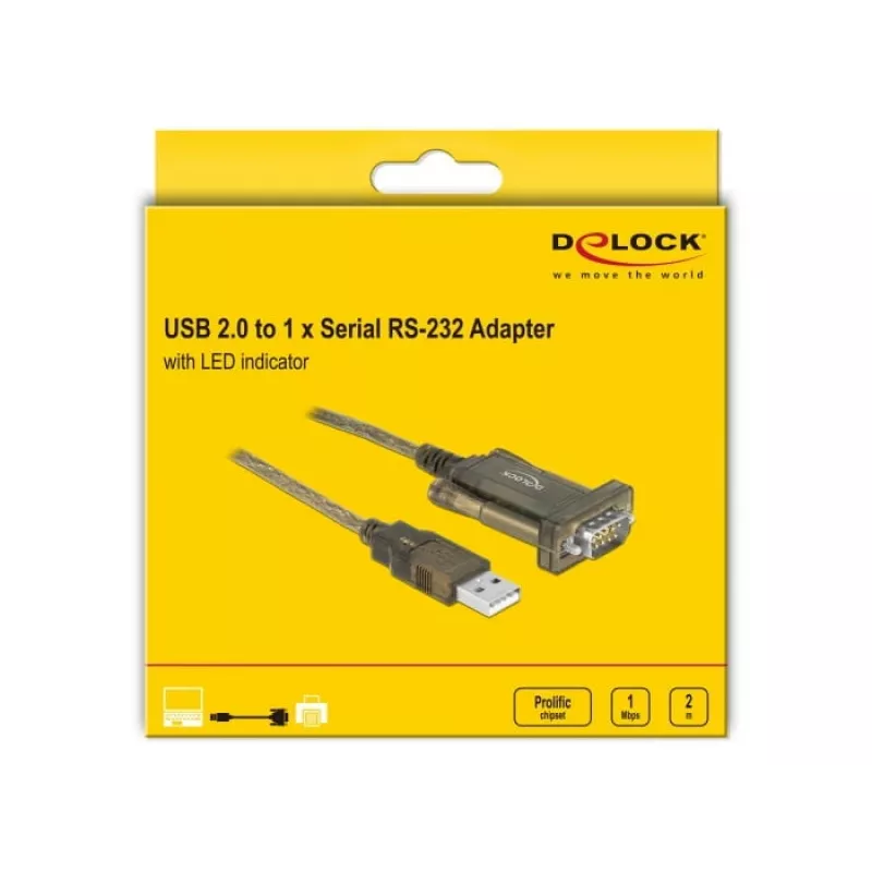 Cable serie DeLOCK 64073 USB Type-A DB-9 transparente 2 m