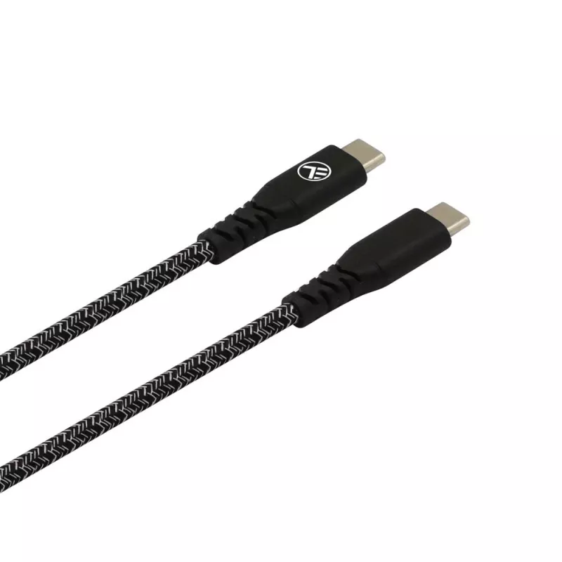 Cable de datos USB Type-C a Type-C Tellur TLL155471, 1 m, 3 A, 60 W PD, trenzado de nailon, negro