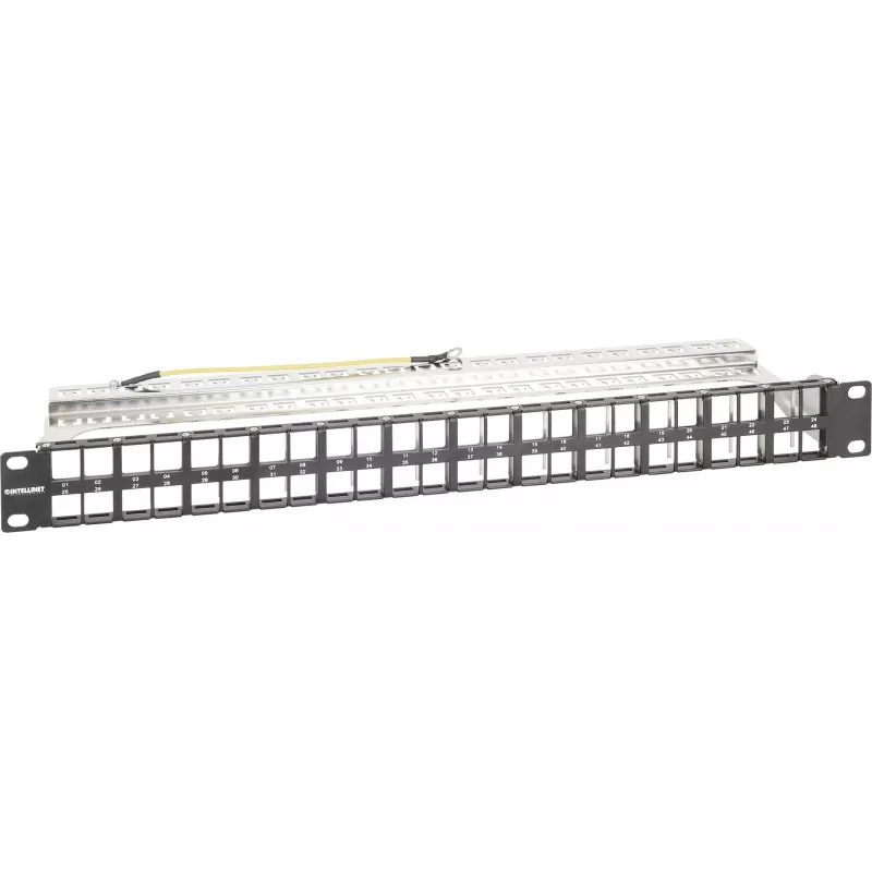 Intellinet 721028 panel de conexiones Keystone vacío, 48 puertos, 1U, apantallado, 19 pulgadas