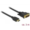 Adaptador de cable de vídeo DeLOCK 85655 3 m HDMI Type-A DVI negro