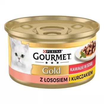 Comida húmeda para gatos Purina Nestlé GOURMET Gold Adult 85 g — pollo y salmón, proteína 7%, humedad 82%