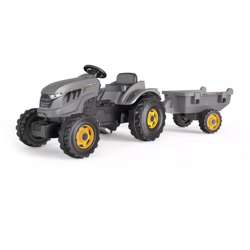 Tractor de pedales para niños Simba-Dickie Stronger XXL con remolque, antracita