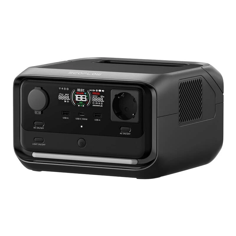 Estación de energía portátil EcoFlow River 3 Plus — LiFePO4 286Wh, salidas AC y USB, carga solar/mechero