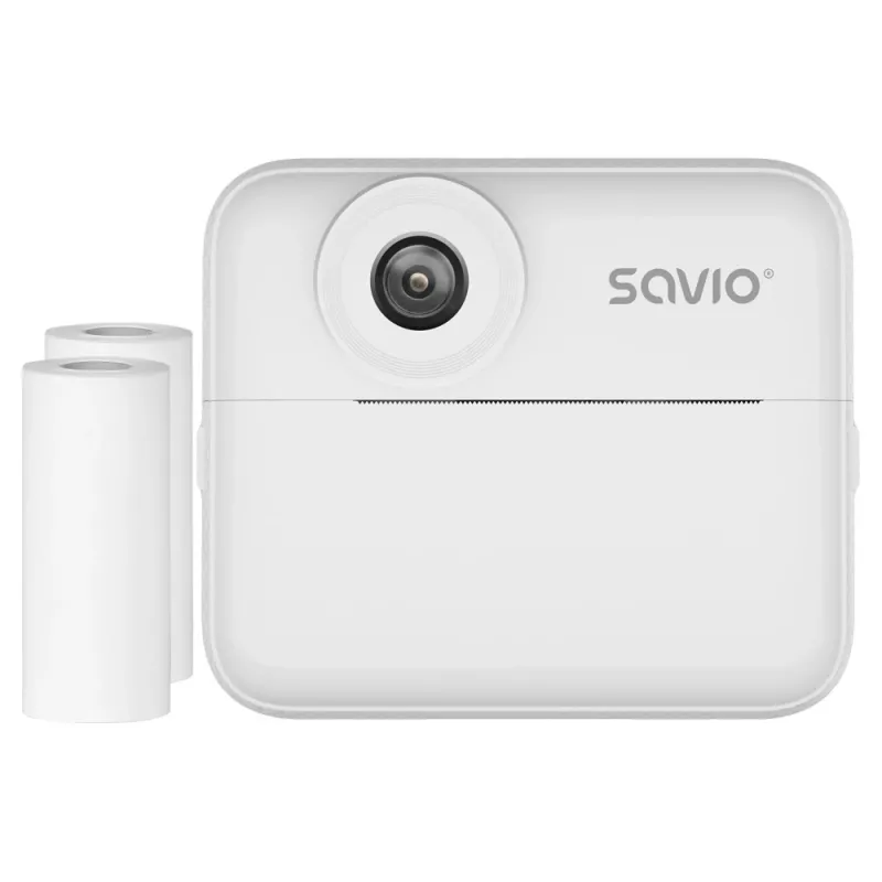 Cámara instantánea SAVIO AN-01 para niños, blanca, LCD de 6,1 cm (2,4″), MicroSDHC hasta 32 GB, USB-C, batería de 1200 mAh, sin flash integrado