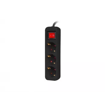 Alargador de corriente Lanberg PS1-03F-0150-BK 1,5 m 3 enchufes con toma de tierra para interiores Negro
