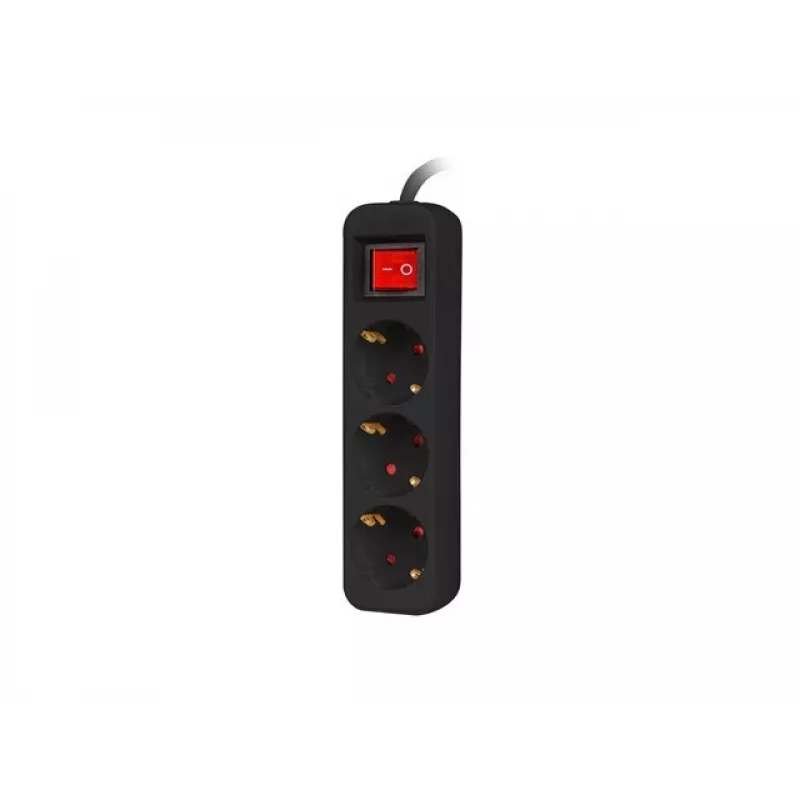 Alargador de corriente Lanberg PS1-03F-0150-BK 1,5 m 3 enchufes con toma de tierra para interiores Negro