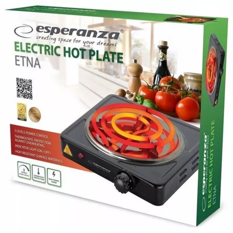 Esperanza EKH012K placa de cocina negra de sobremesa 21 cm 1 zona(s)