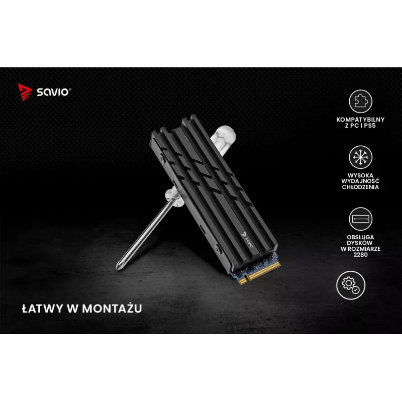 SAVIO AK-60 disipador para unidades M.2 NVMe 2280, negro