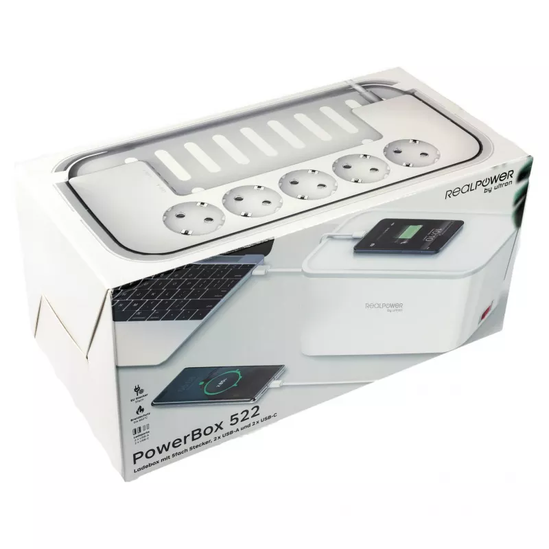 Regleta RealPower PowerBox 522 1,5 m 5 tomas AC interior blanca