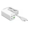 Cargador móvil MediaRange MRMA124 100W AC, 3x USB-C, entrada 100–240V, cable de 1,5 m, Blanco