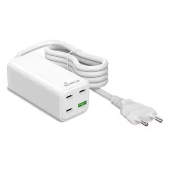 Cargador móvil MediaRange MRMA124 100W AC, 3x USB-C, entrada 100–240V, cable de 1,5 m, Blanco