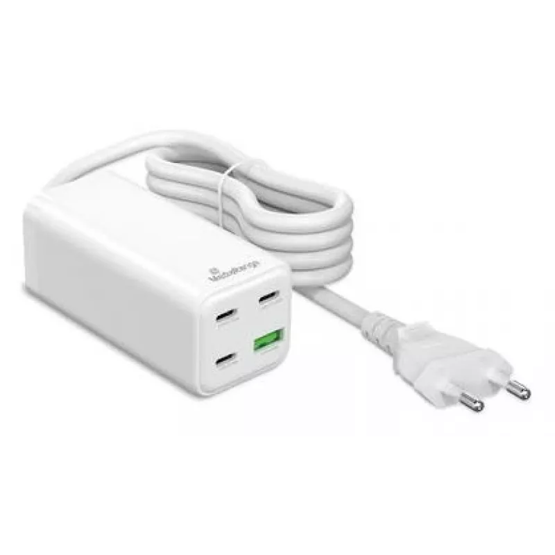 Cargador móvil MediaRange MRMA124 100W AC, 3x USB-C, entrada 100–240V, cable de 1,5 m, Blanco