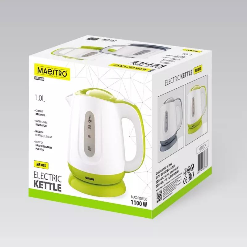 Hervidor MAESTRO MR013 1 L 1100 W (MR-013-GREEN) verde, blanco