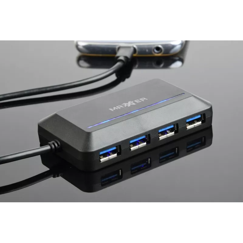 Hub USB GEMBIRD ACT-HUB3C-4P — host USB 3.2 Gen 1 Type-A a 4 × USB 3.2 Gen 1 Type-C, 5000 Mbit/s, negro