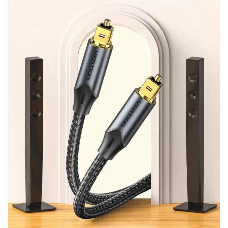 Vention cable de audio óptico, trenzado, 10 m, NEGRO