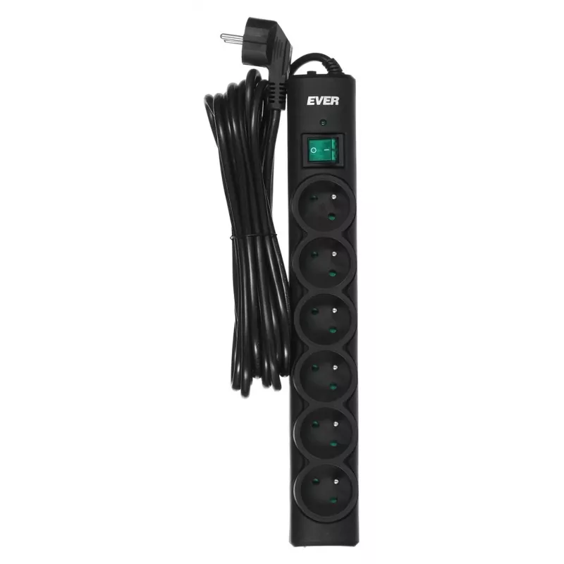Ever Optima 5m negro 6 tomas AC 250 V
