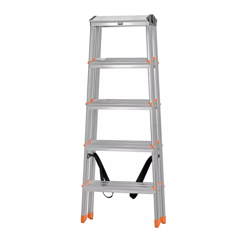 Krause Dopplo 120410 escalera de tijera de doble acceso, aluminio, 2 x 5 peldaños