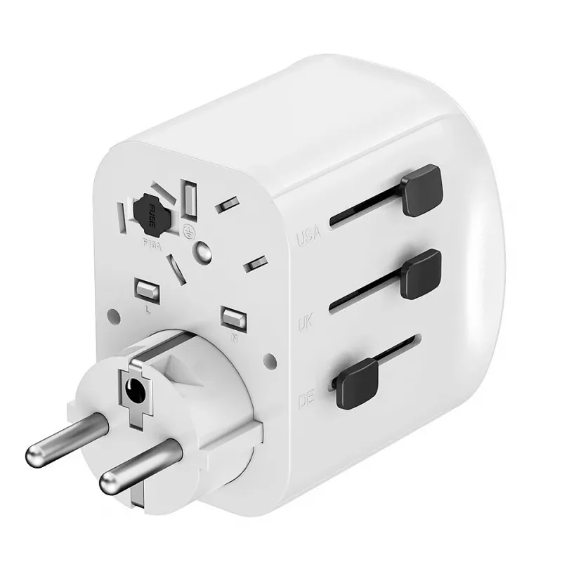 Adaptador de viaje GEMBIRD TPA-EU2A1C15-01-W – 15W, conector Type-E, 2× USB-A + 1× USB-C, 100–250V
