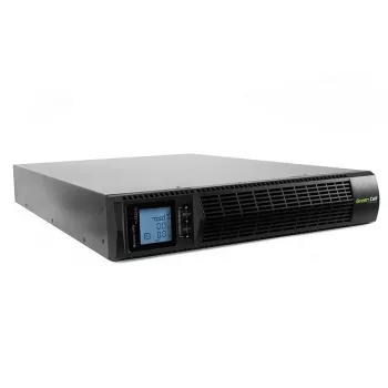 Sistema de alimentación ininterrumpida Green Cell UPS15 — doble conversión online 3 kVA (2700 W), 6 tomas de corriente, onda sinusoidal pura, LCD, torre, 6×12V/9Ah baterías