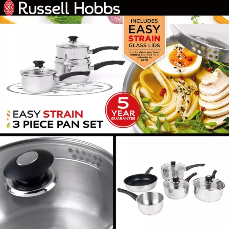 Russell Hobbs RH00542EU7 Easy Strain juego de 3 cazos